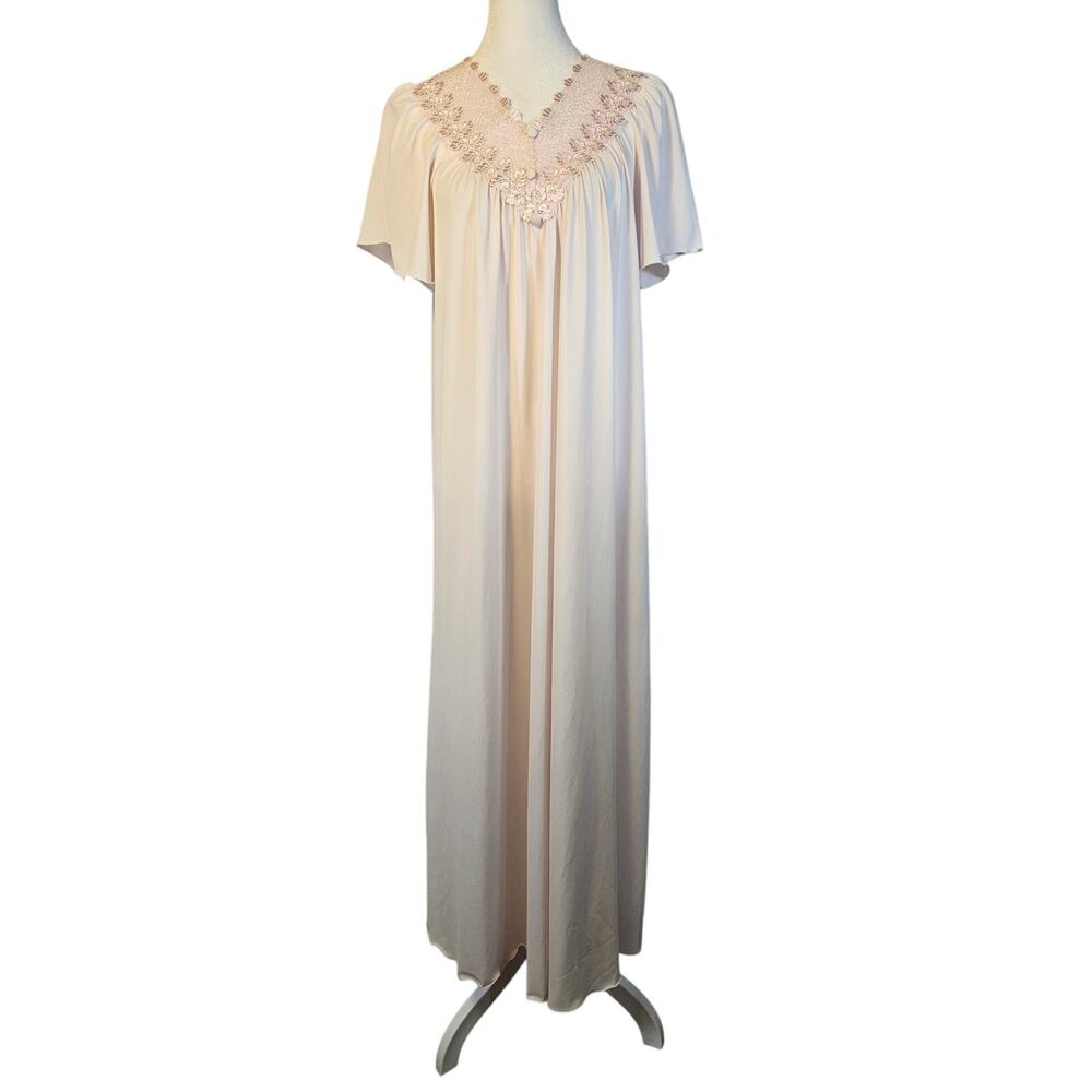 Shadowline Vintage Women's‎ Nightgown Lace Scalloped Hem Lght Pink Small